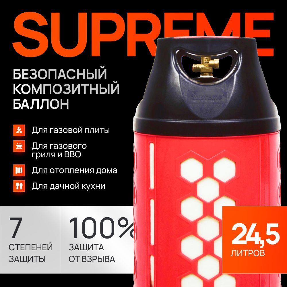 Композитный газовый баллон Supreme 24,5 л. (пустой) - безопасный вентиль СНГ  #1