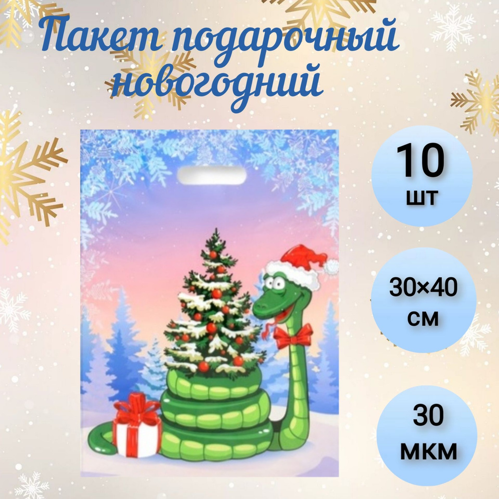 Пакет новогодний "Новогодний момент", с вырубной ручкой, 40 х 30 см, 30 мкм, 10 шт.  #1