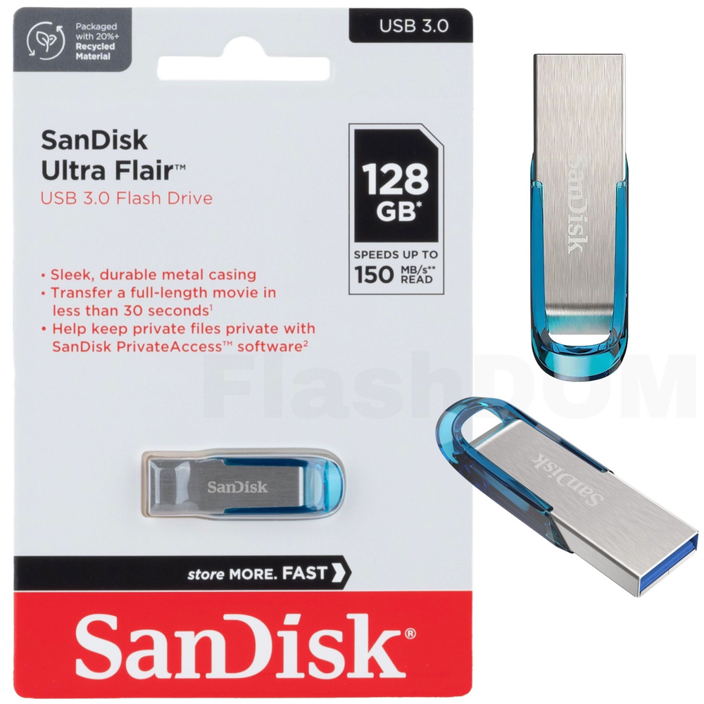 Флеш-накопитель SanDisk USB 3.0 128 ГБ Flash drive Ultra Flair Tropical Blue #1