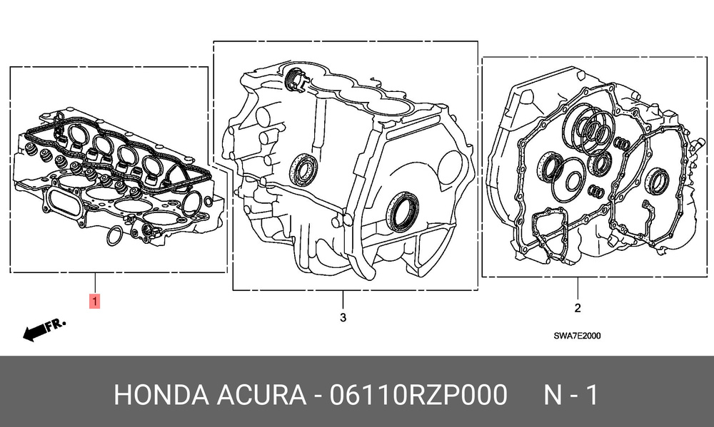 Honda Прокладка ГБЦ, арт. 06110-RZP-000, 1 шт. #1