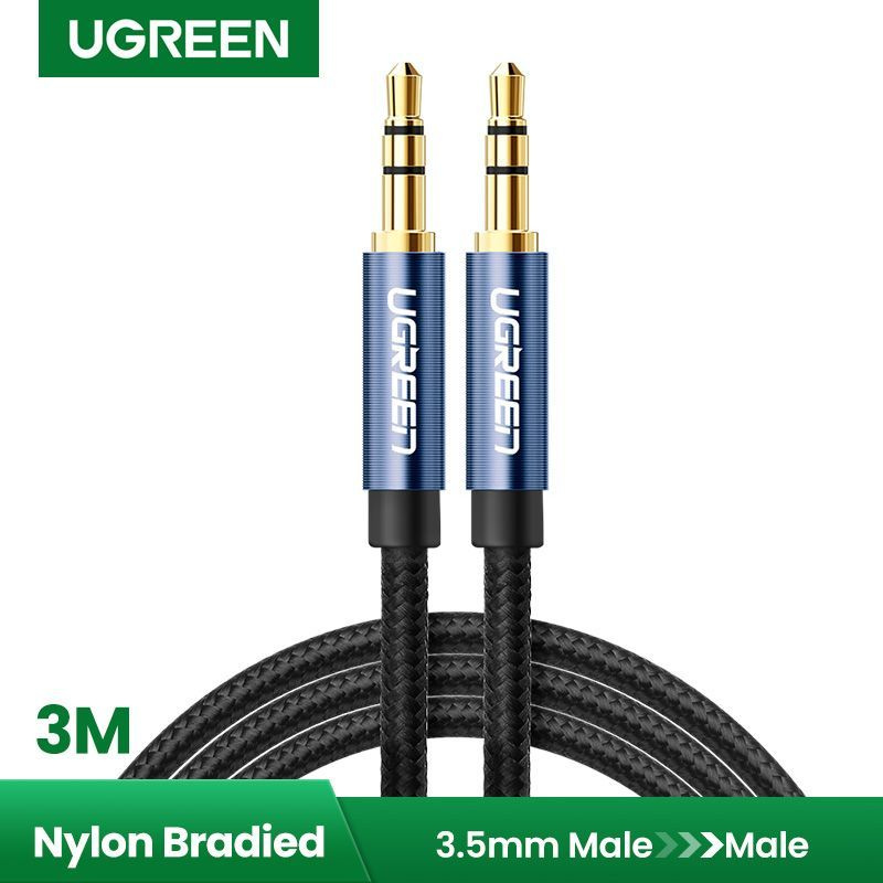 Кабель UGREEN AV112 (10688) 3.5mm Male to 3.5mm Male Cable Gold Plated Metal Case with Braid. Длина: #1