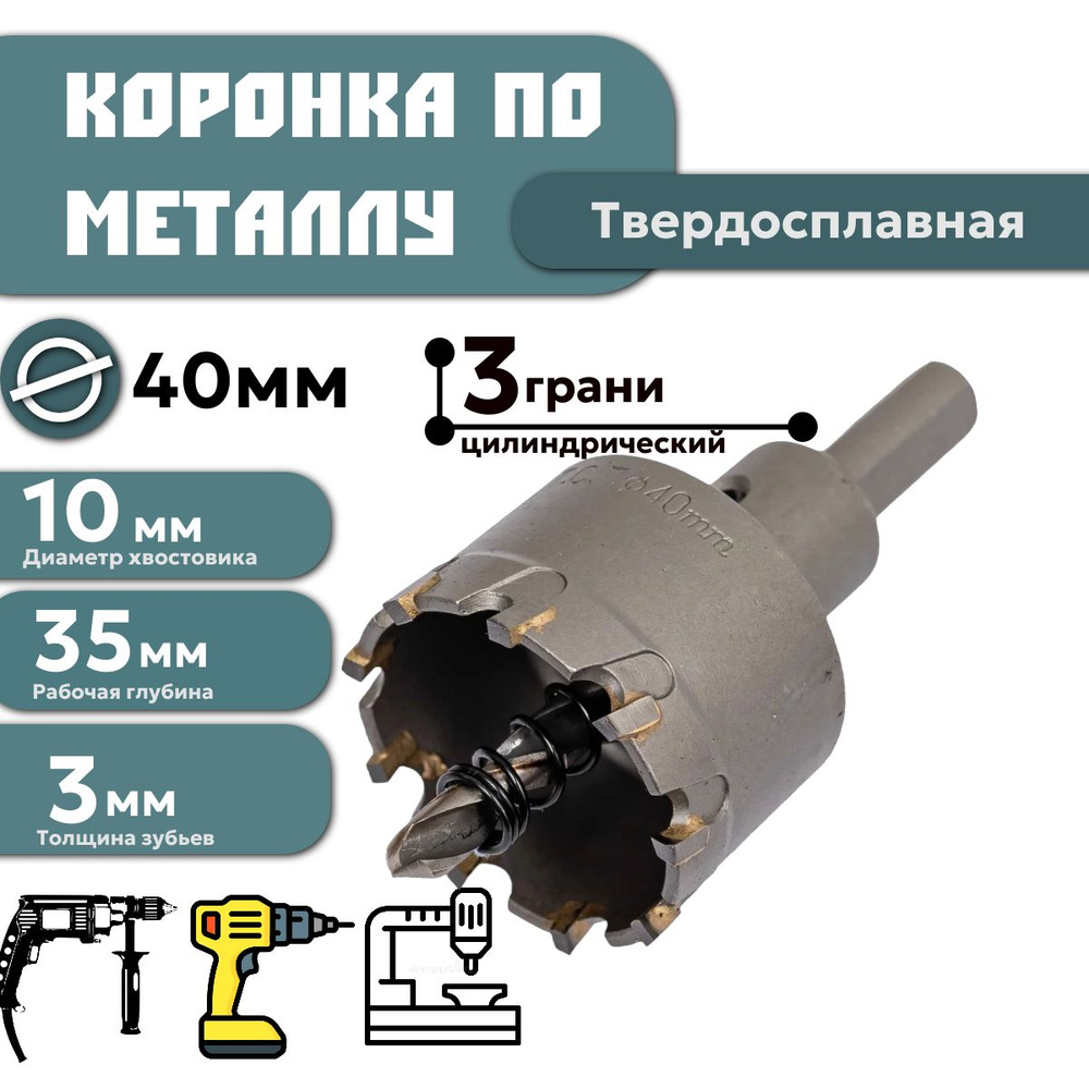 Коронка по металлу твердосплавная 40 мм #1