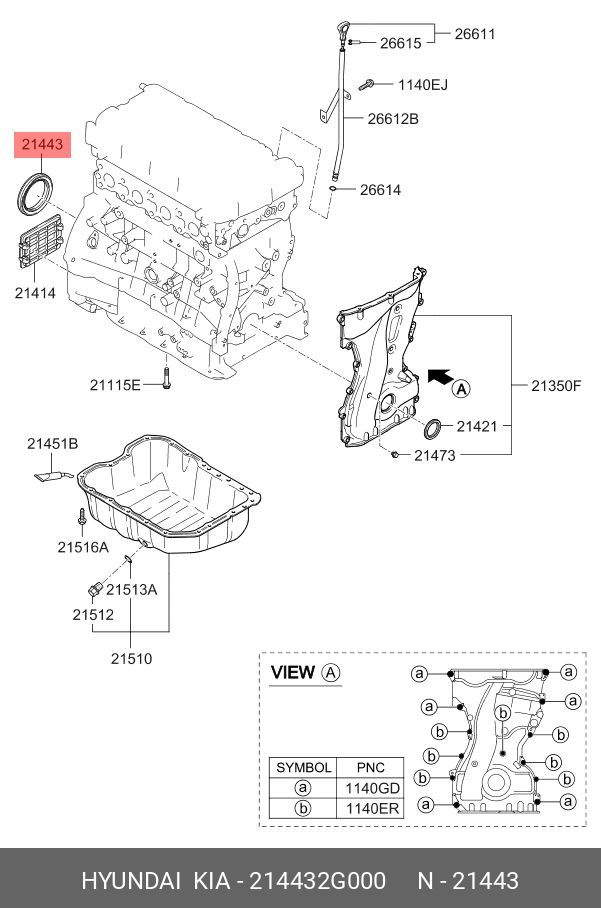 Сальник коленвала задний 85х103х8 Hyundai-KIA 214432G000