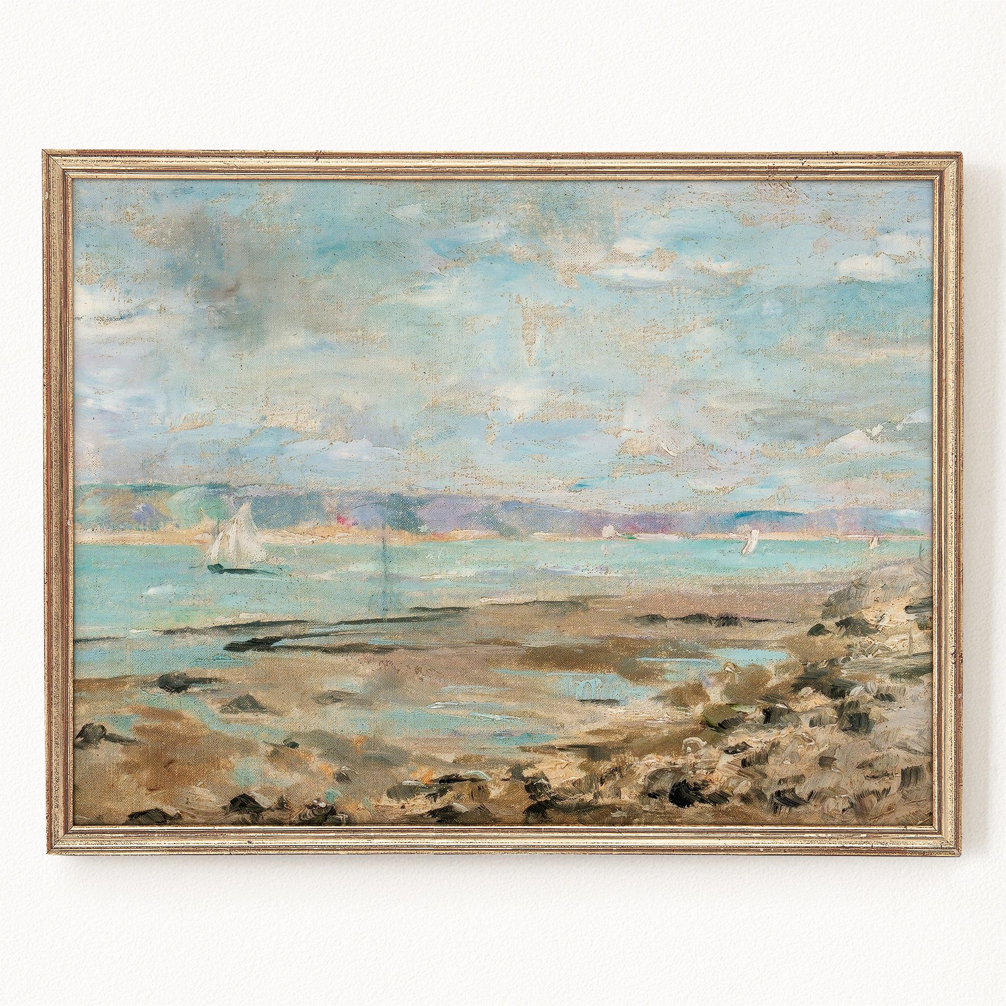 Постер"Французскийприбрежныйпейзажспарусниками-ЮлияБек",30х40см(безрамки)