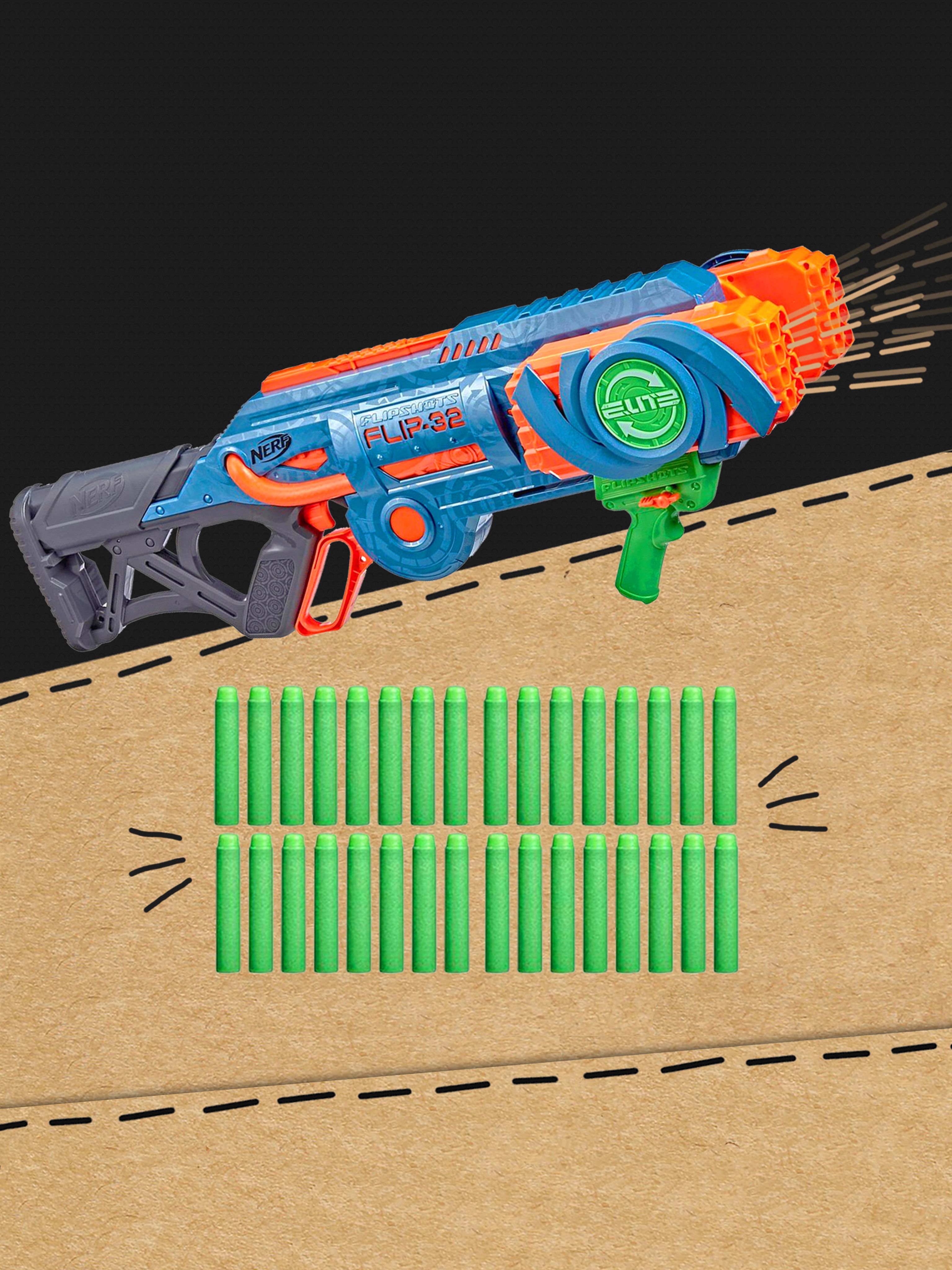 БластерНерфЭлит2.0ФлипшотсФлип-32-NerfElite2.0FlipshotsFlip-32смягкимистрелами,игрушкидлямальчиков