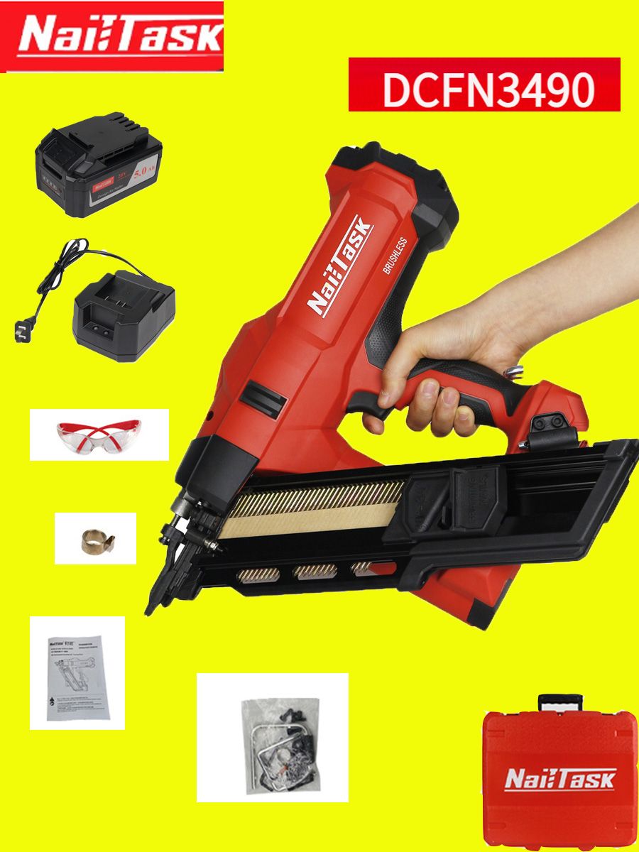 ПистолетдлянаклонногорядаNailtackDCFN-349034градусааккумуляторныйгвоздодердлядерева.