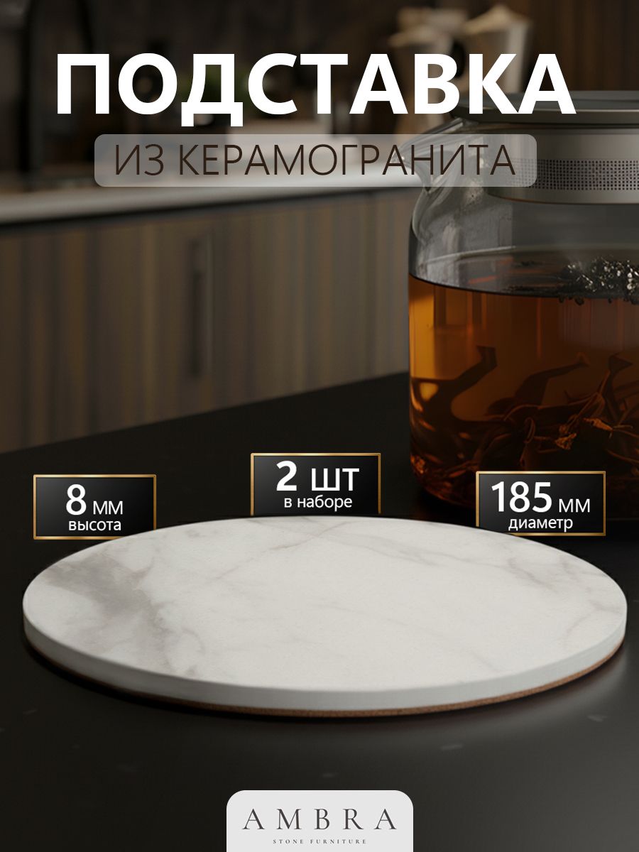 Подставкаподгорячее"Мрамор",18.5смх18.5см,2шт