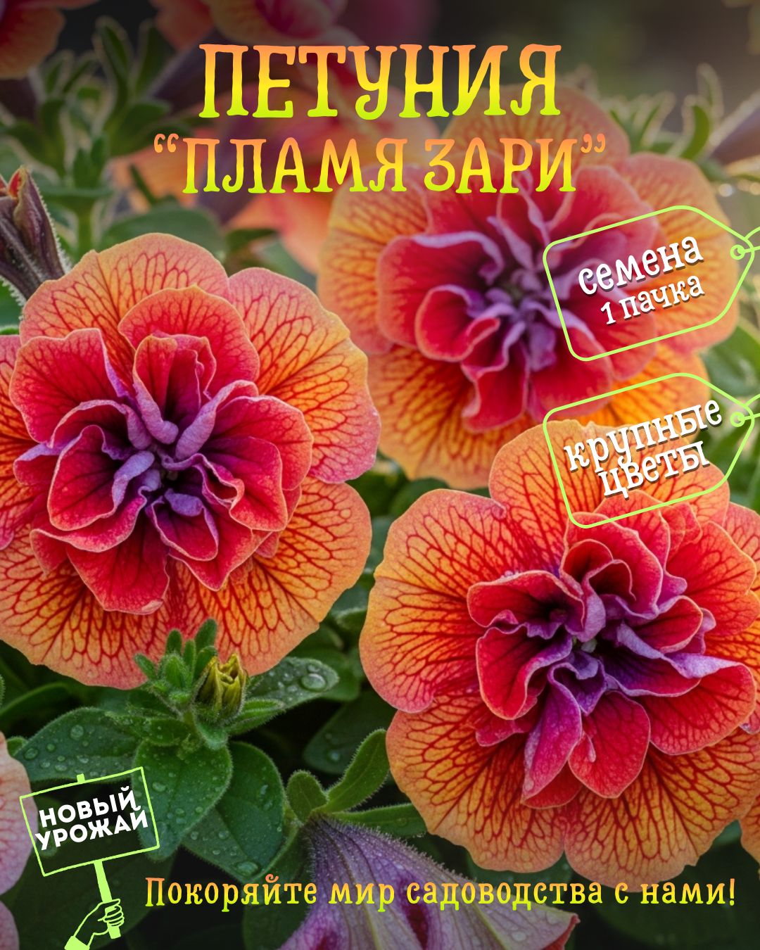 Петунияампельная(густомахровая)Пламязари,семена,10шт.