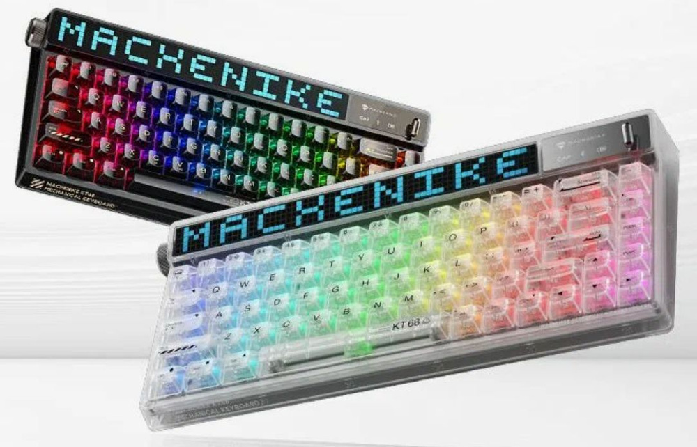 MACHENIKE KT68 Pro Игровая механическая беспроводная клавиатура, Черная, TTC Red Axis White Night, Русская #1