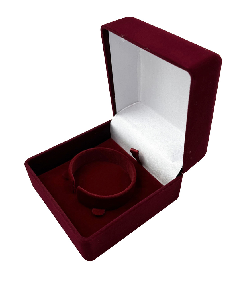Подарочная коробка для браслета/часов. Футляр бархатный для украшений, серия классическая, бордо, 90*90*65мм #1