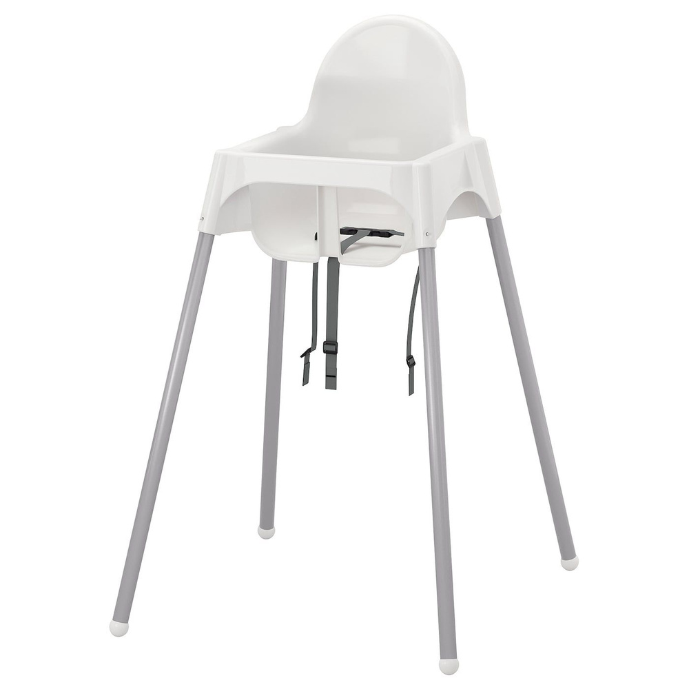 ANTILOP Стульчик для кормления IKEA, с ремнём безопасности/без столешницы, серебристый/белый (S19219367) #1