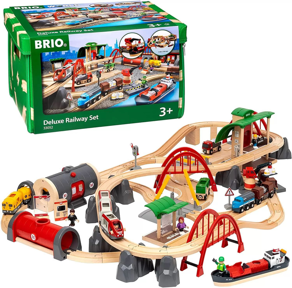 BRIO 33052 Большой двухуровневый игровой набор Люкс, деревянная железная дорога  #1