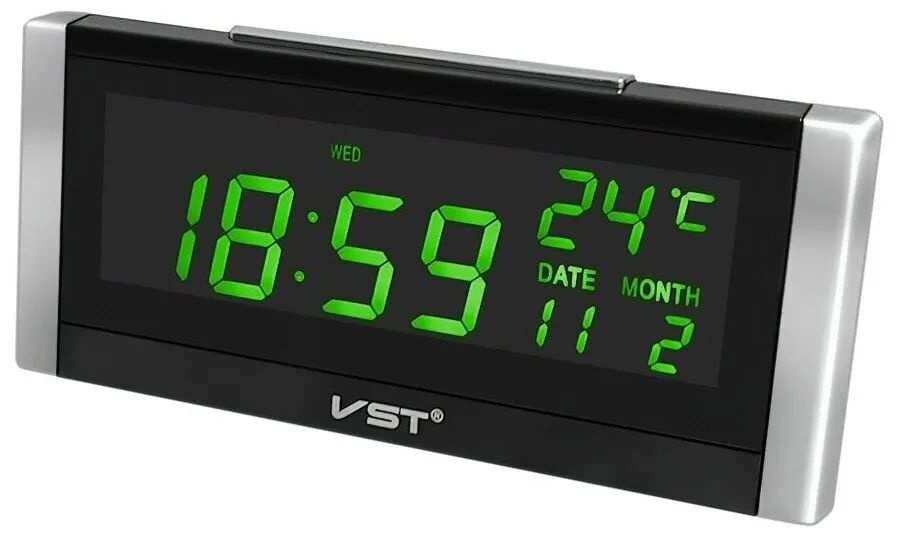 Часы электронные настольные / VST-731W/ Говорящие/ будильник, дата, месяц, температура/зеленые  #1