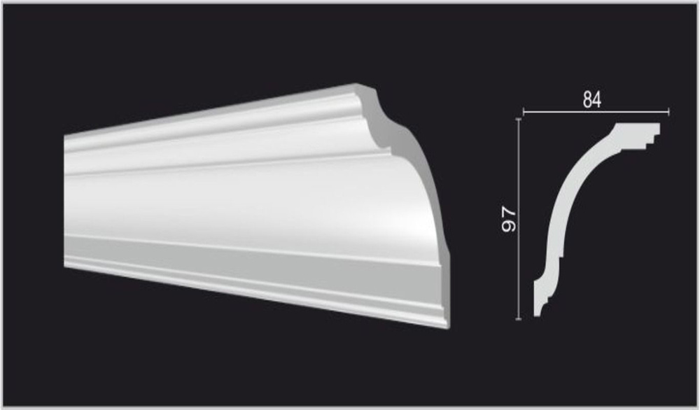 Плинтус потолочный дюропласт ударопрочный под покраску Decor-Dizayn DD08 белый 8.4x9.7x200 см (2 шт.) #1