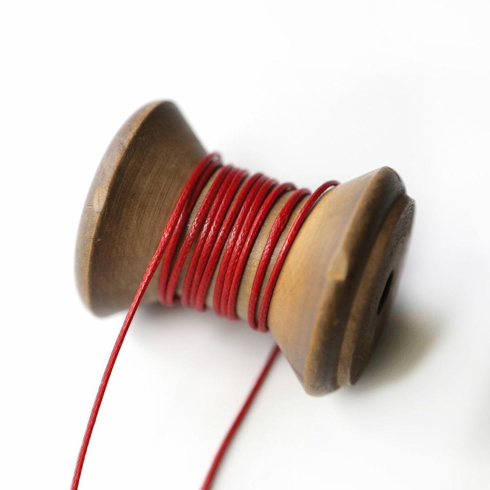 Шнур вощеный 1 мм 20 метров для шитья / рукоделия / браслетов, цвет красный  #1