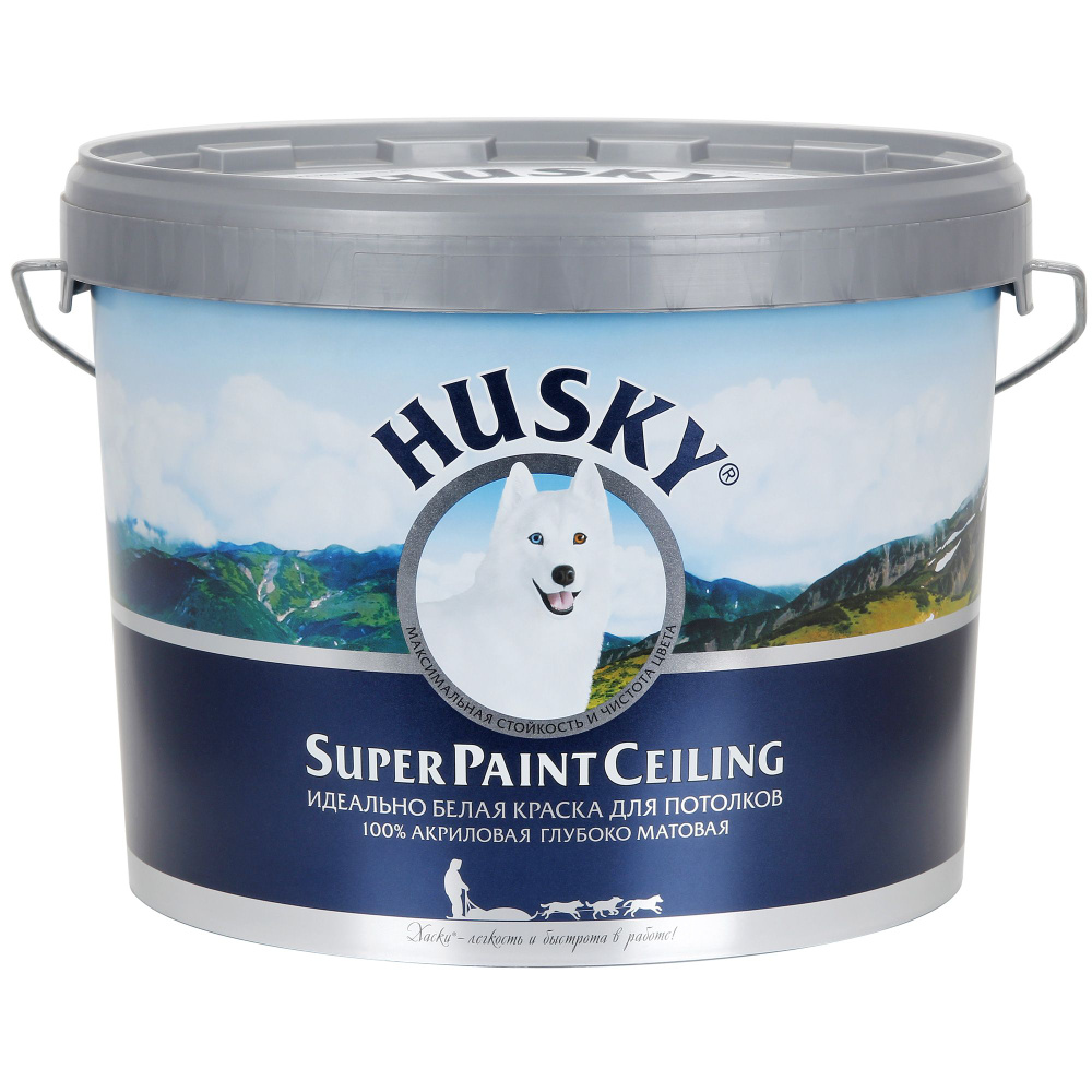 HUSKY SUPER PAINT CELING Краска для потолков цвет белый 10 л #1