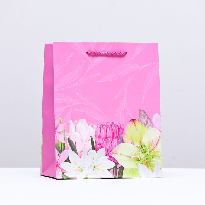 Пакет подарочный, Цветочное настроение, розовый, 18х22,3х10 см, 3 штуки в упаковке  #1