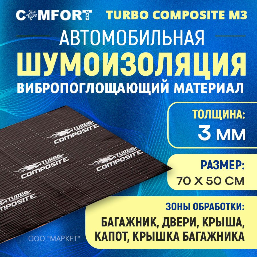 Шумоизоляция Comfort mat Turbo Composite M3 70см х 50см #1