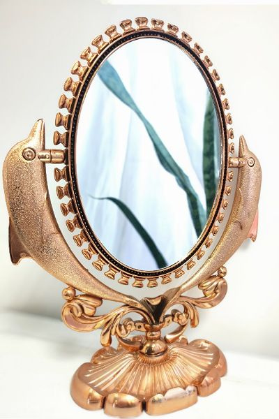 Зеркало настольное с увеличением Дельфин 30х23см, золото  #1