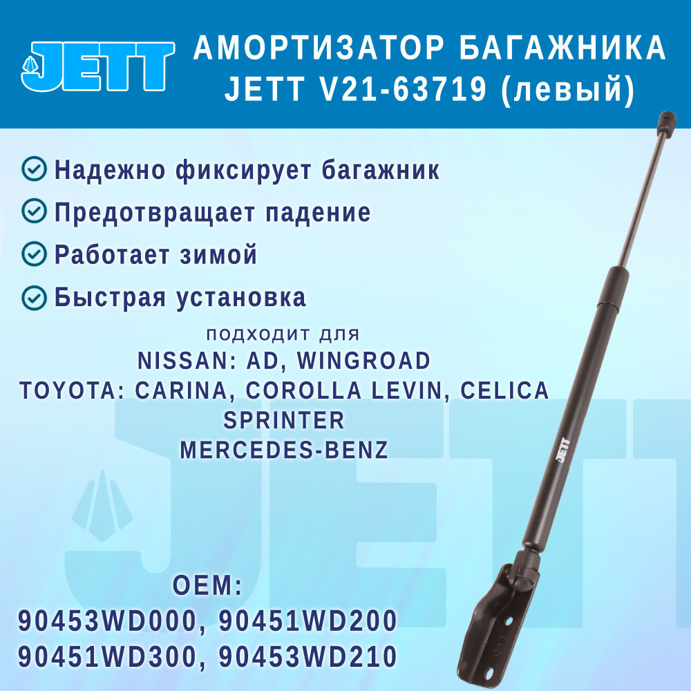 Амортизатор (газовый упор) багажника JETT V21-63719 для Nissan AD (левый)  #1