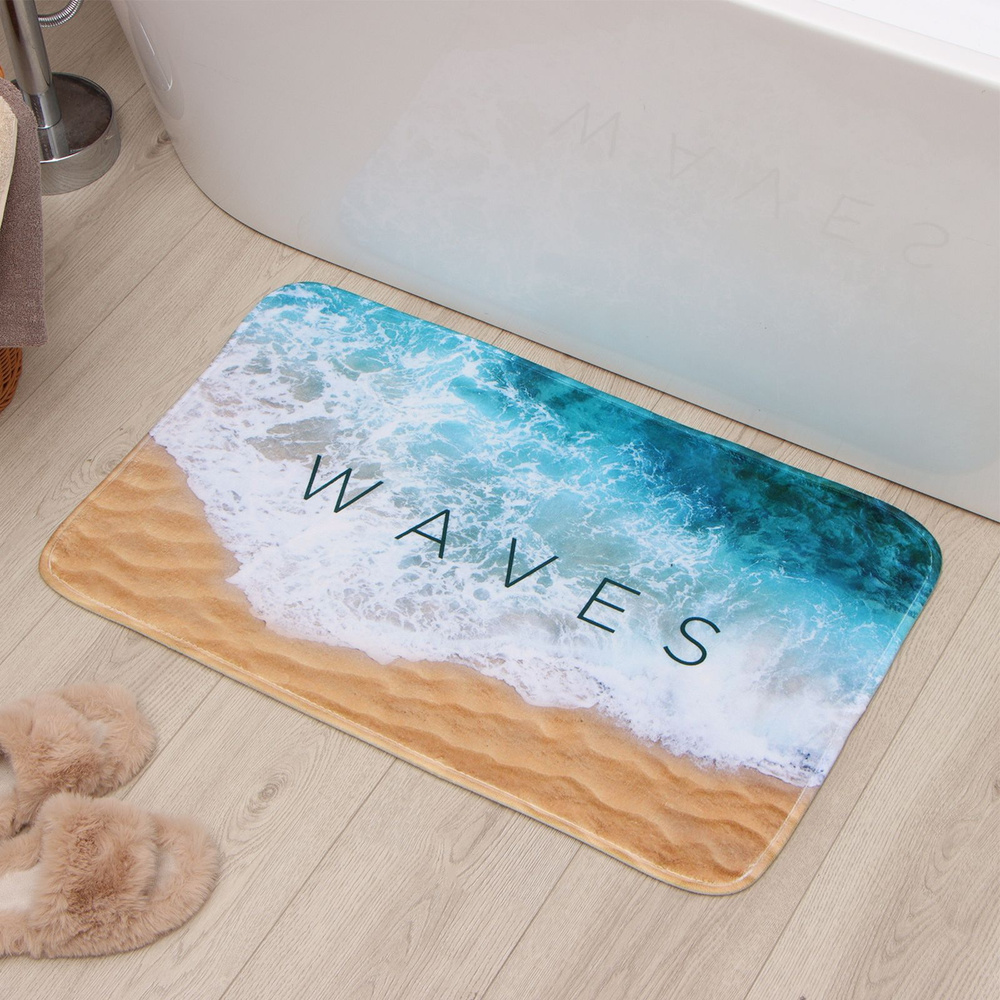 Коврик для ванной Этель "Waves", 80х50 см, велюр #1
