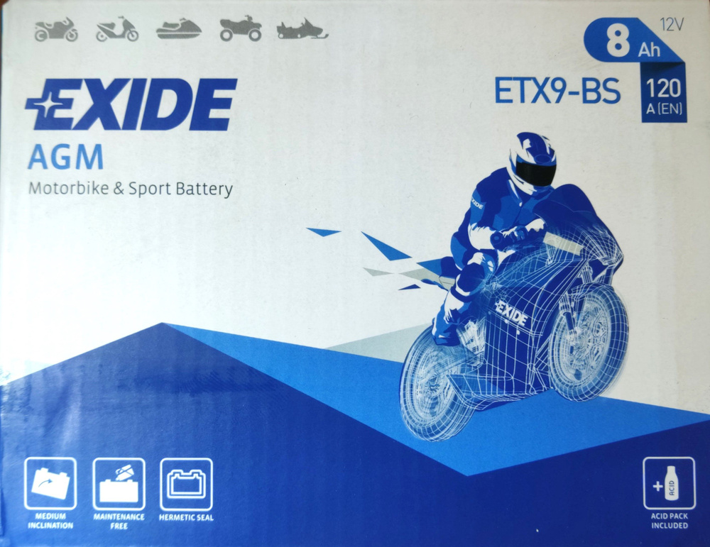 EXIDE Аккумулятор для мототехники, 8 А•ч, Прямая (+/-) полярность  #1