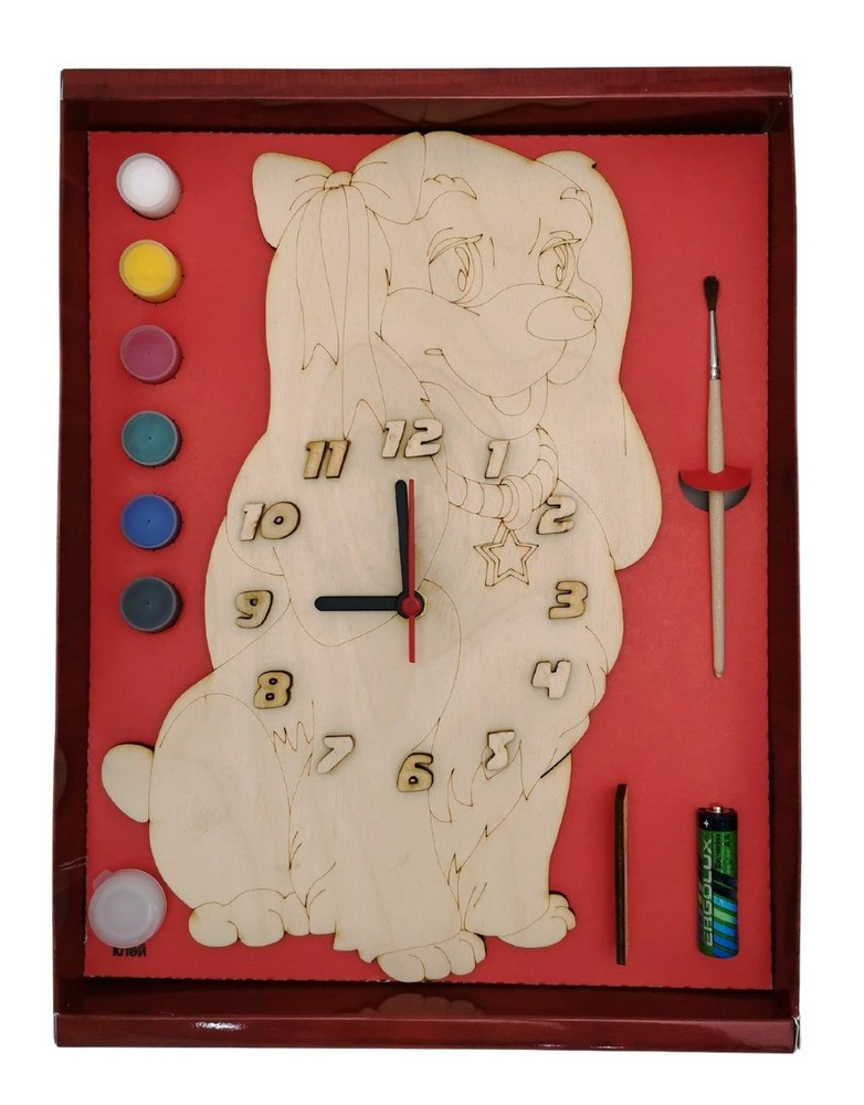 Набор для росписи Нескучные игры Часы "Собачка Леди" с циферблатом, с красками (УТ0041486)  #1