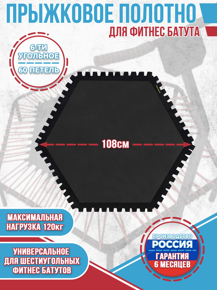 Шестиугольное прыжковое полотно для фитнес-батута 108 см  #1