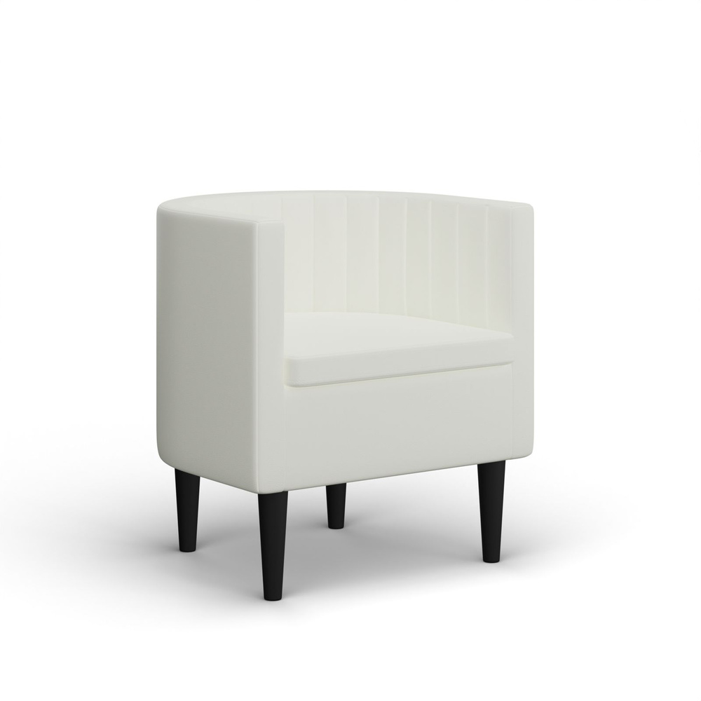 Кресло Chaitay на деревянных ножках с подлокотниками кресло для отдыха дома и офиса в Экокоже Кремовый #1
