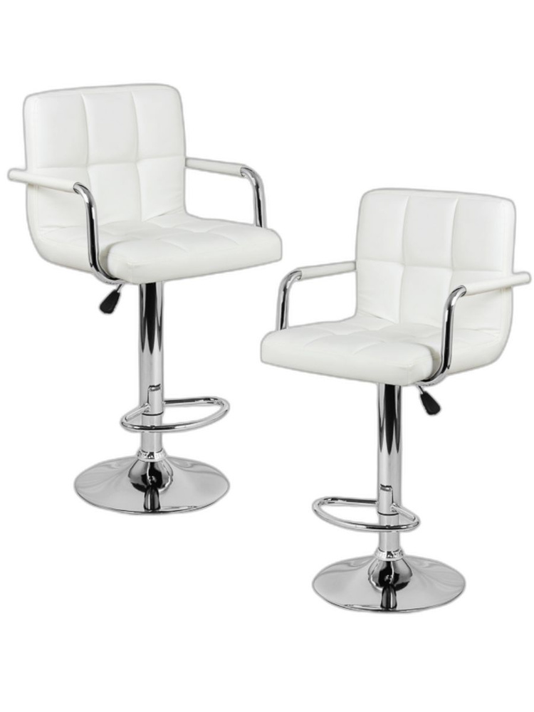 Комплект барных стульев КРЮГЕР АРМ Эколайн белого цвета. Барные стулья 2 шт .  #1