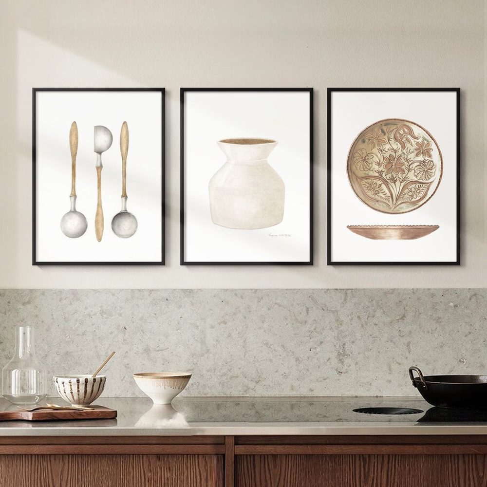 Постеры для интерьера "Керамика для кухни" набор постеров 40x50 - 3 шт  #1