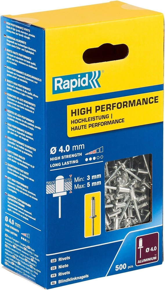 RAPID R:High-performance-rivet, 4.0 х 8 мм, 500 шт, алюминиевая высокопроизводительная заклепка (5001432) #1