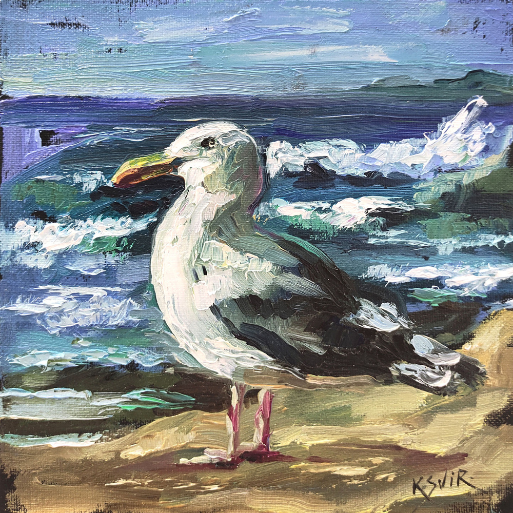 Картина "чайка, морская птица, ручная работа", 20  х 20 см #1