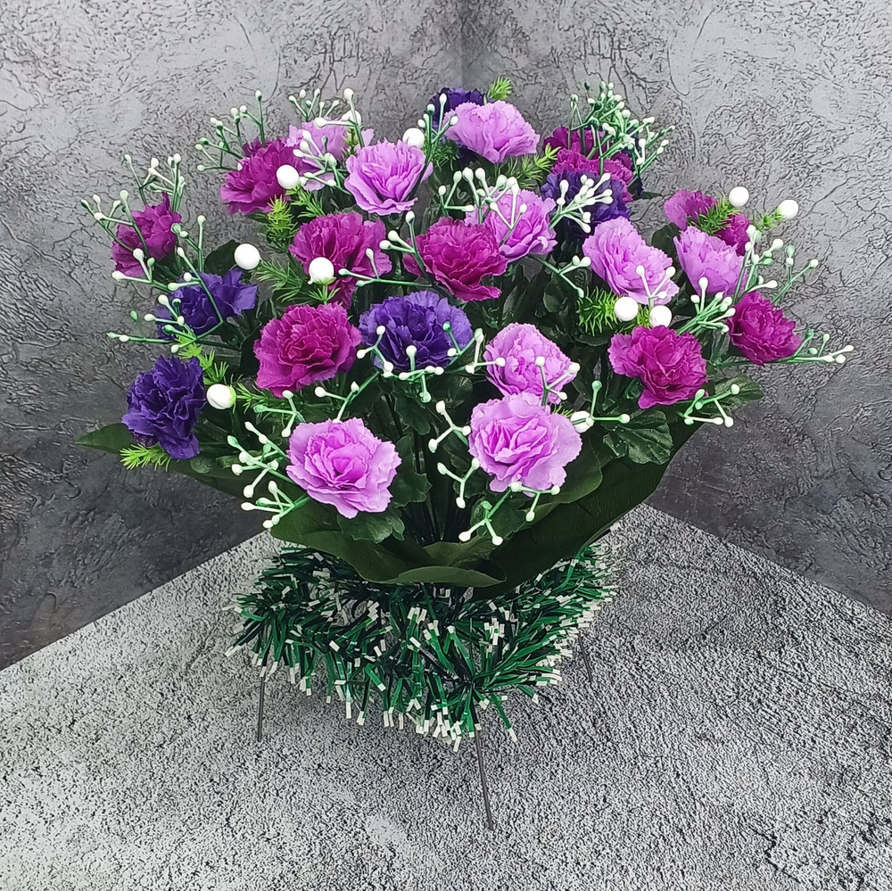 Искусственные цветы на кладбище / Корзина ритуальная "Гвоздика"  #1