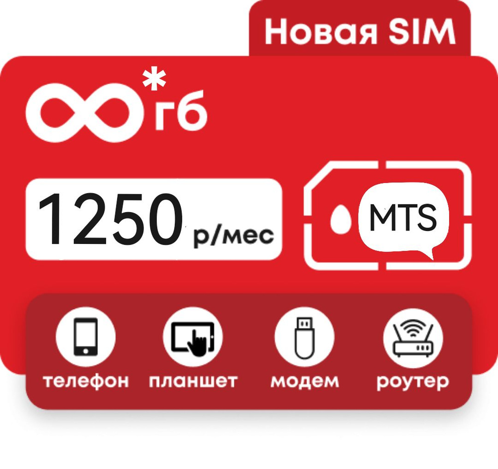 SIM-карта Анлим 1250 (Вся Россия) #1