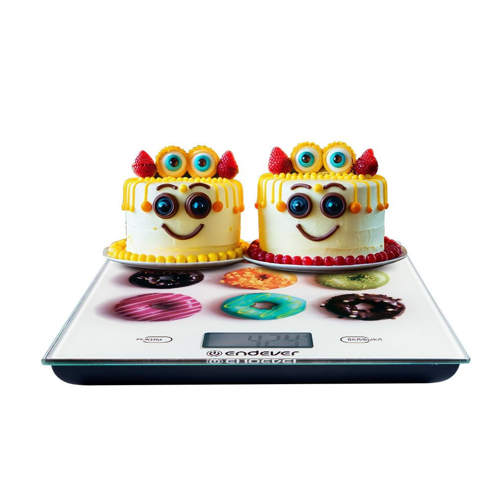 Весы кухонные электронные Endever KS-521 / рисунок Пончики / от 1г до 5кг  #1