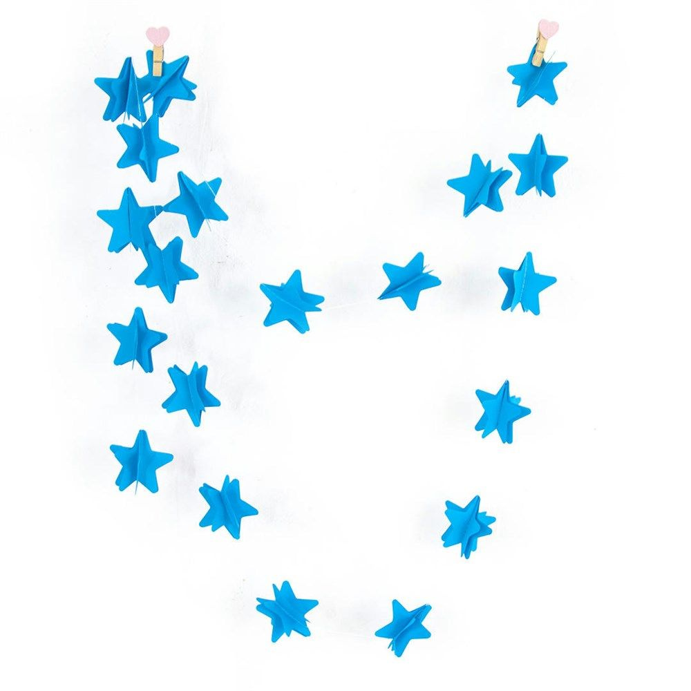 Гирлянда растяжка (баннер подвеска, плакат)-подвеска Звезда, Голубой, 220 см, 1 шт.  #1