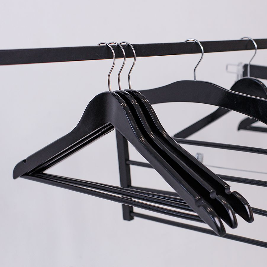 Набор вешалок плечиков для одежды черные, деревянные с перекладиной LaDоm Bois, набор 3 шт, клён сорт #1