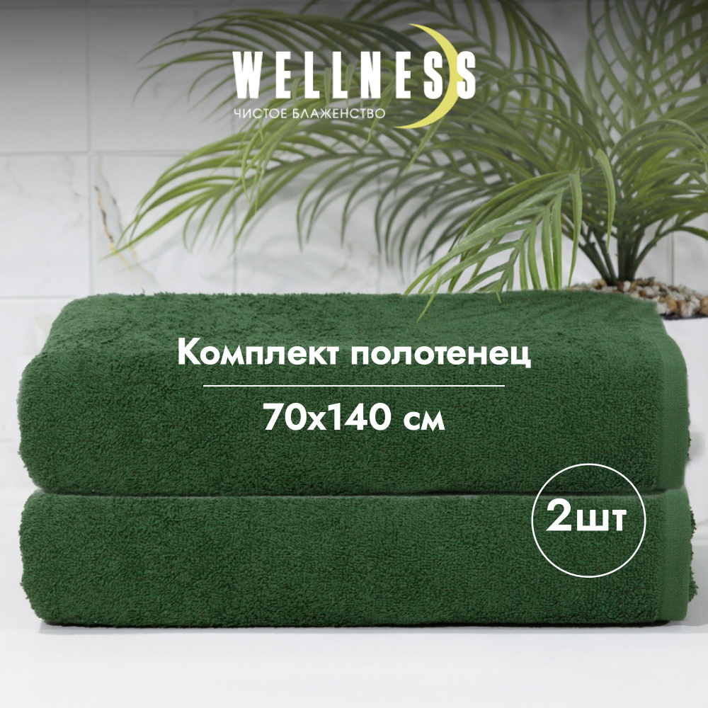 Полотенце махровое тонкое 70х140 2 шт. банное Wellness #1