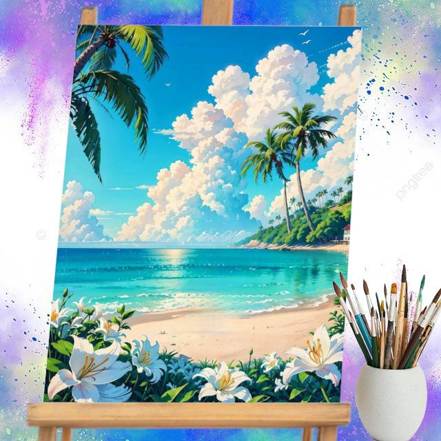 Картина по номерам пейзаж "Пляж", холст на подрамнике 40x50  #1