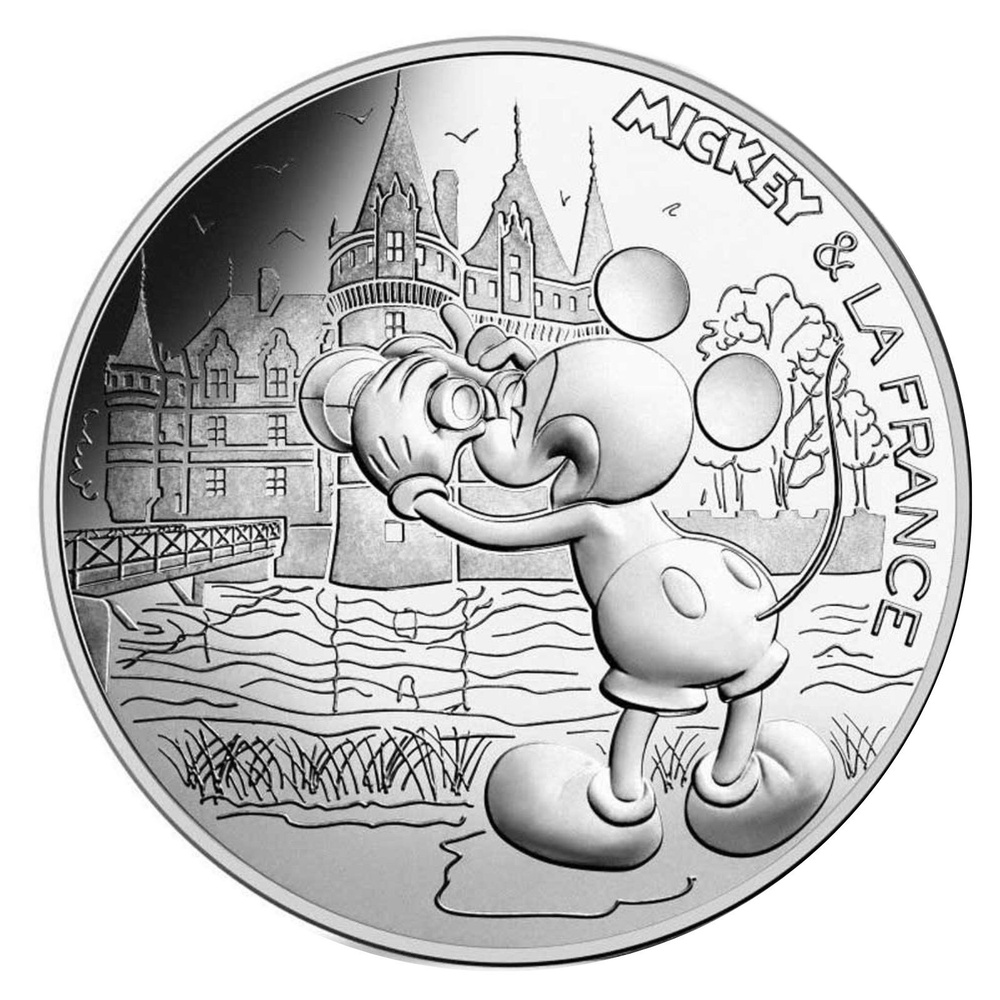 Серебряная монета в буклете 10 евро Микки и Франция - Азе-ле-Ридо. Франция 2018 UNC  #1