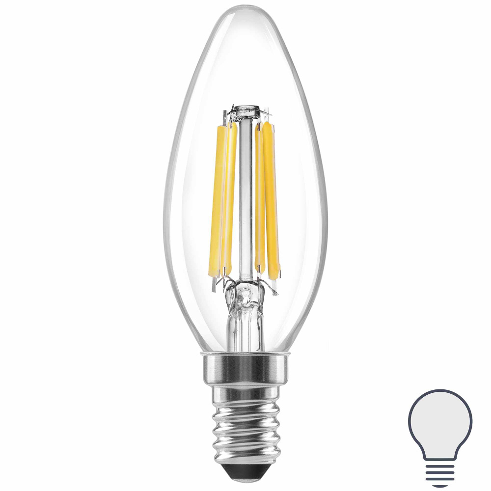Lexman Лампочка Лампа светодиодная E14 220-240 В 3.8 Вт свеча прозрачная 500 лм нейтральный белый свет, #1