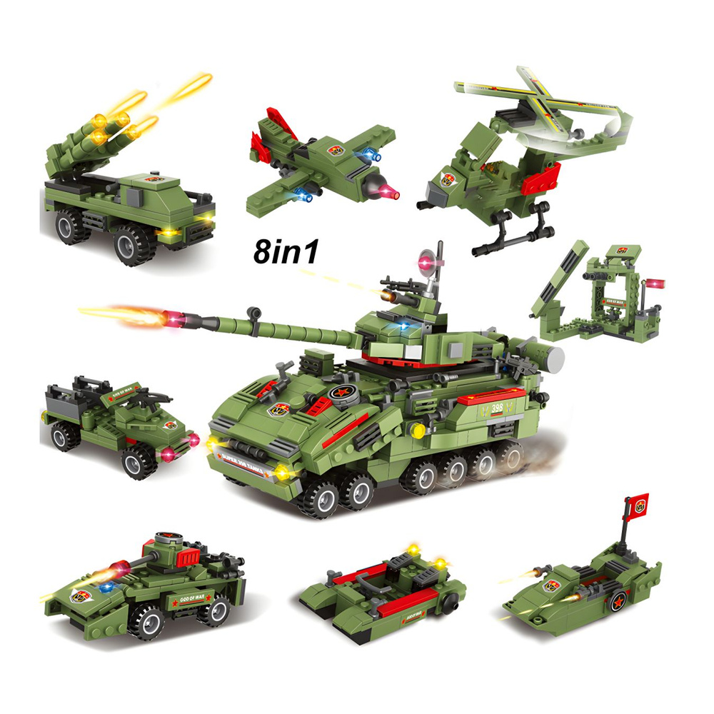 Конструктор LX Военный Танк T-90 Военный транспорт с армией 8 в 1, 816 деталей подарок для мальчиков, #1