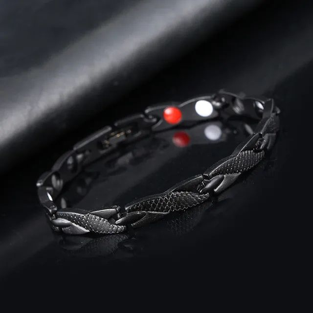 Терапевтический браслет-цепочка Витой дракон с магнитами 20 см. черный  #1