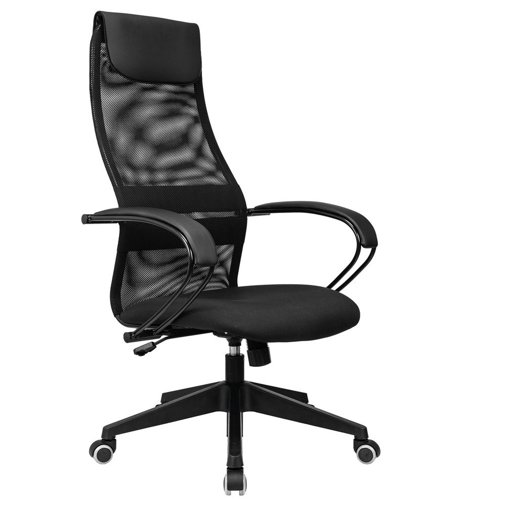 Кресло руководителя Helmi HL-E87 сетка экокожа, ткань черная, пластик, механизм качания (368516)  #1