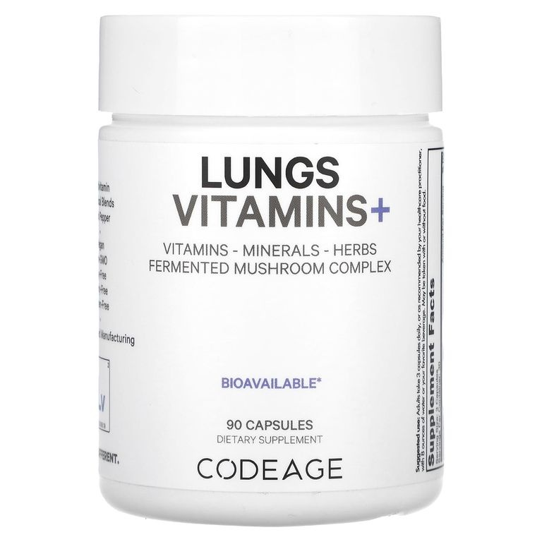 CodeAge, Lungs Vitamins+, витамины для здоровья легких, 90 капсул #1