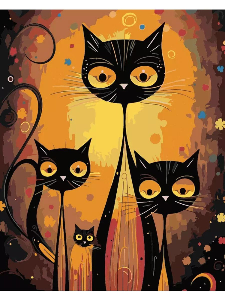 Картина по номерам Коты на минималках Размер 40х50, на холсте на деревянном подрамнике, Акриловые краски #1