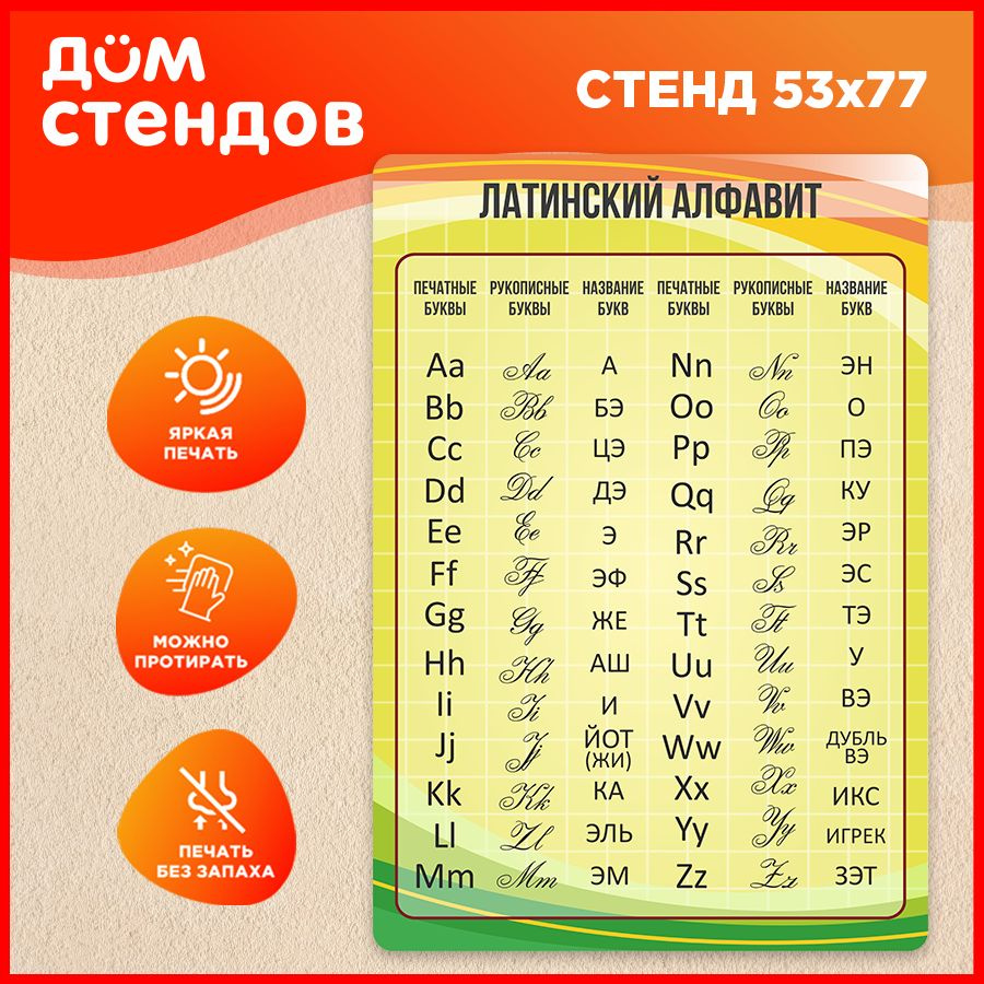 Стенд, Дом Стендов, Латинский алфавит, 53см х 77 см - купить с доставкой по  выгодным ценам в интернет-магазине OZON (841401473)