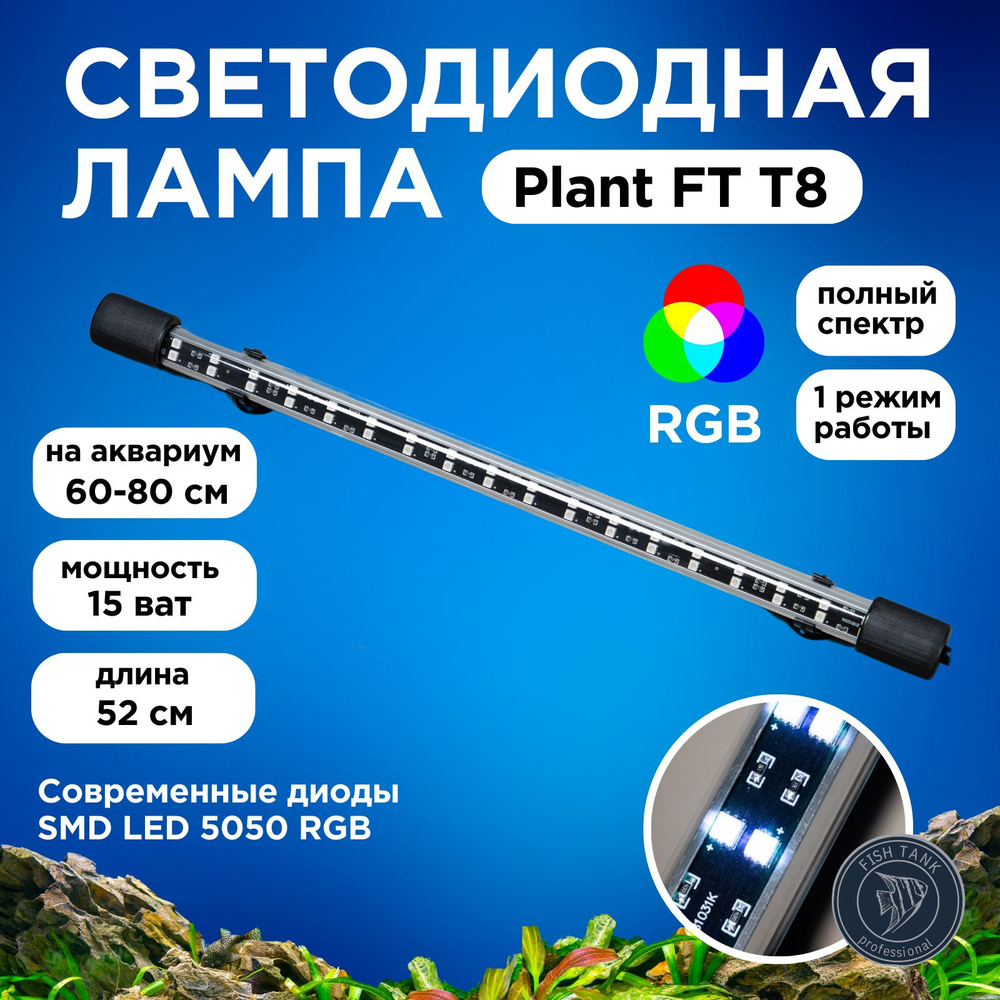 Лампа светодиодная для аквариума 15 Вт однорежимная RGB #1