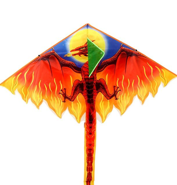 Большой воздушный змей "Дракон" с леской, цвет микс, 150 х 80 см, летающая игрушка для активного отдыха. #1